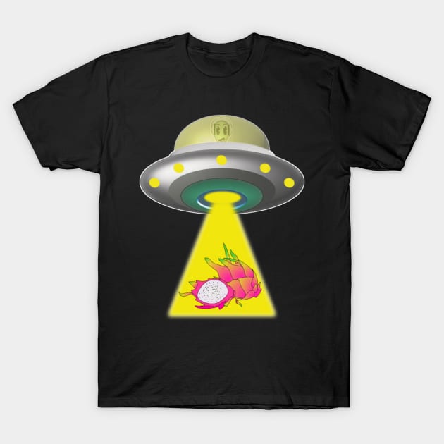 UFO dropping a beautiful dragon fruit / pitaya T-Shirt by sukhendu.12